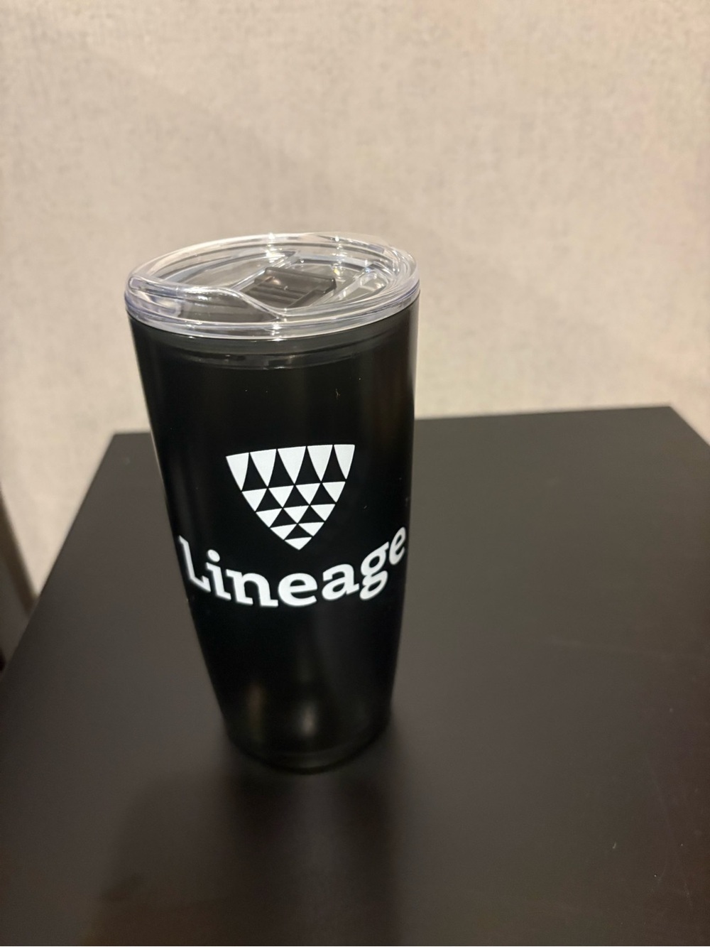 Lineage Black Insulated Travel Tumbler with Clear Lid